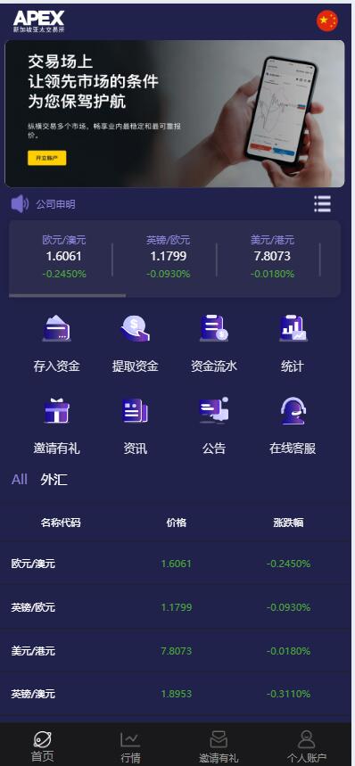 【H5】APEX多语言外汇微盘微交易所买涨跌PHP源码/带文本搭建教程,APEX多语言外汇微盘微交易所买涨跌PHP源码1.jpg,多语言外汇,微盘微交易所,PHP源码,第1张